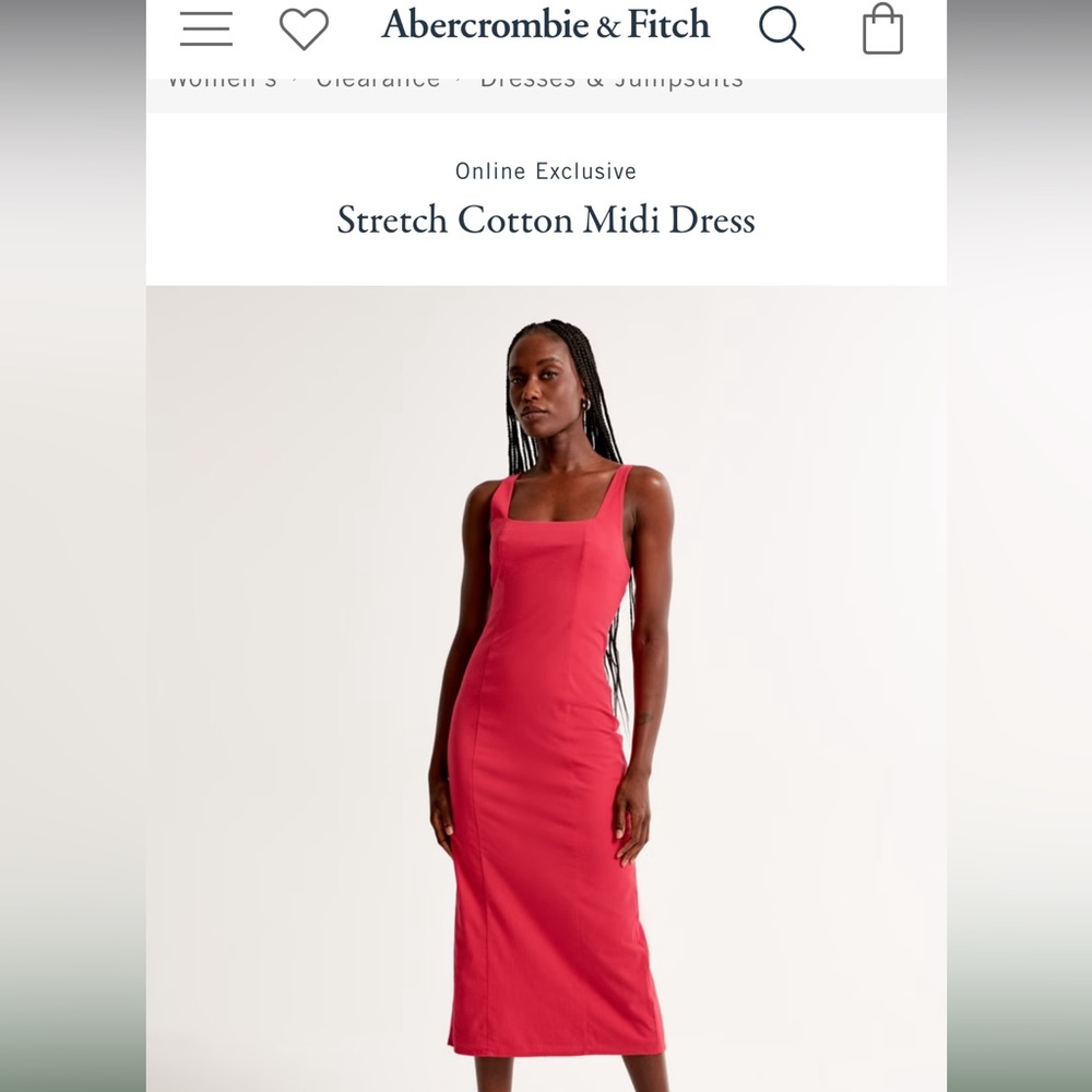 Abercrombie & Fitch Stretch Cotton Midi Dress in Black